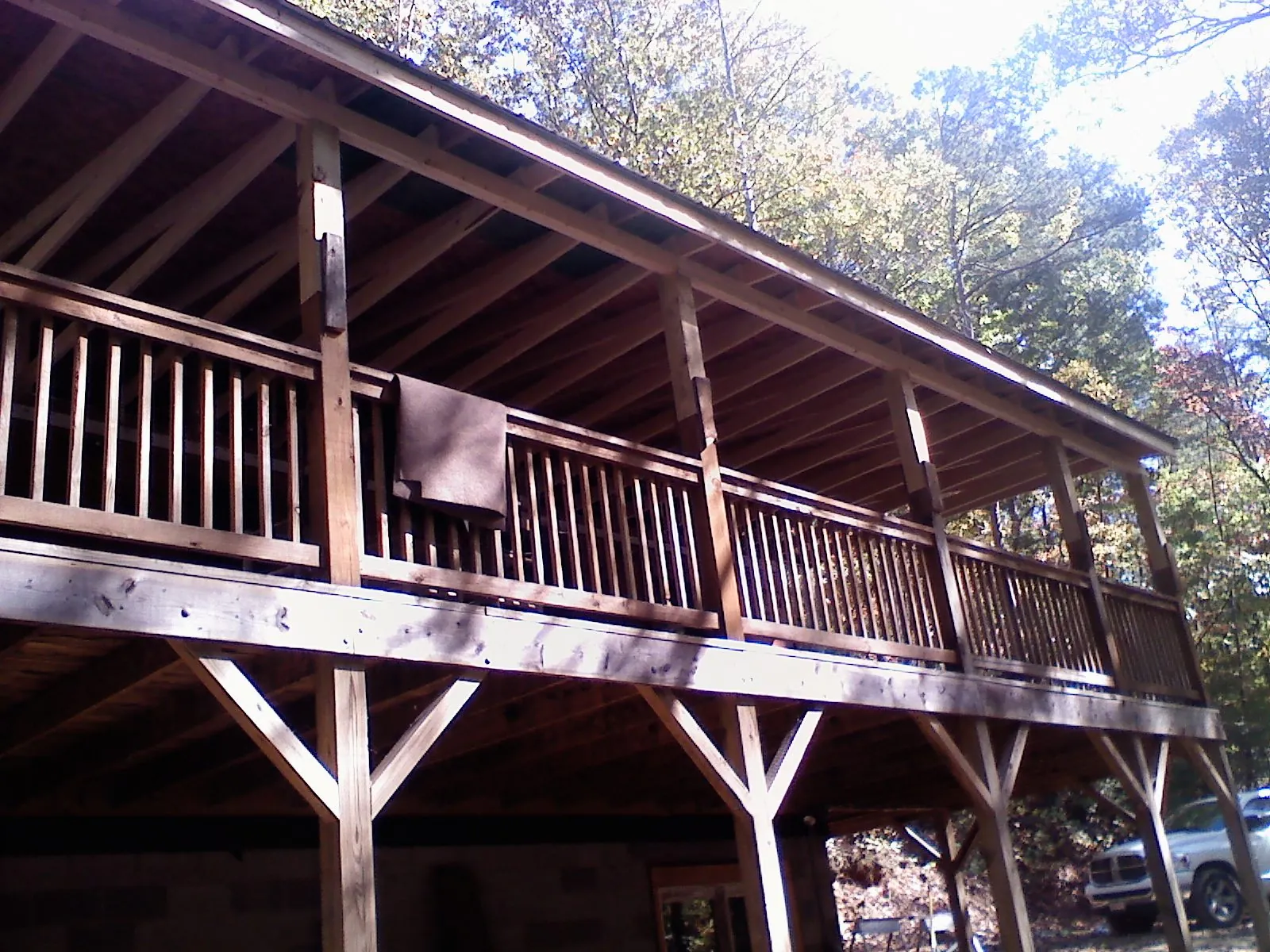 Timber framing under a new elevated porch and deck — Roof Leak Repair in Broad Run by Roofing Brothers